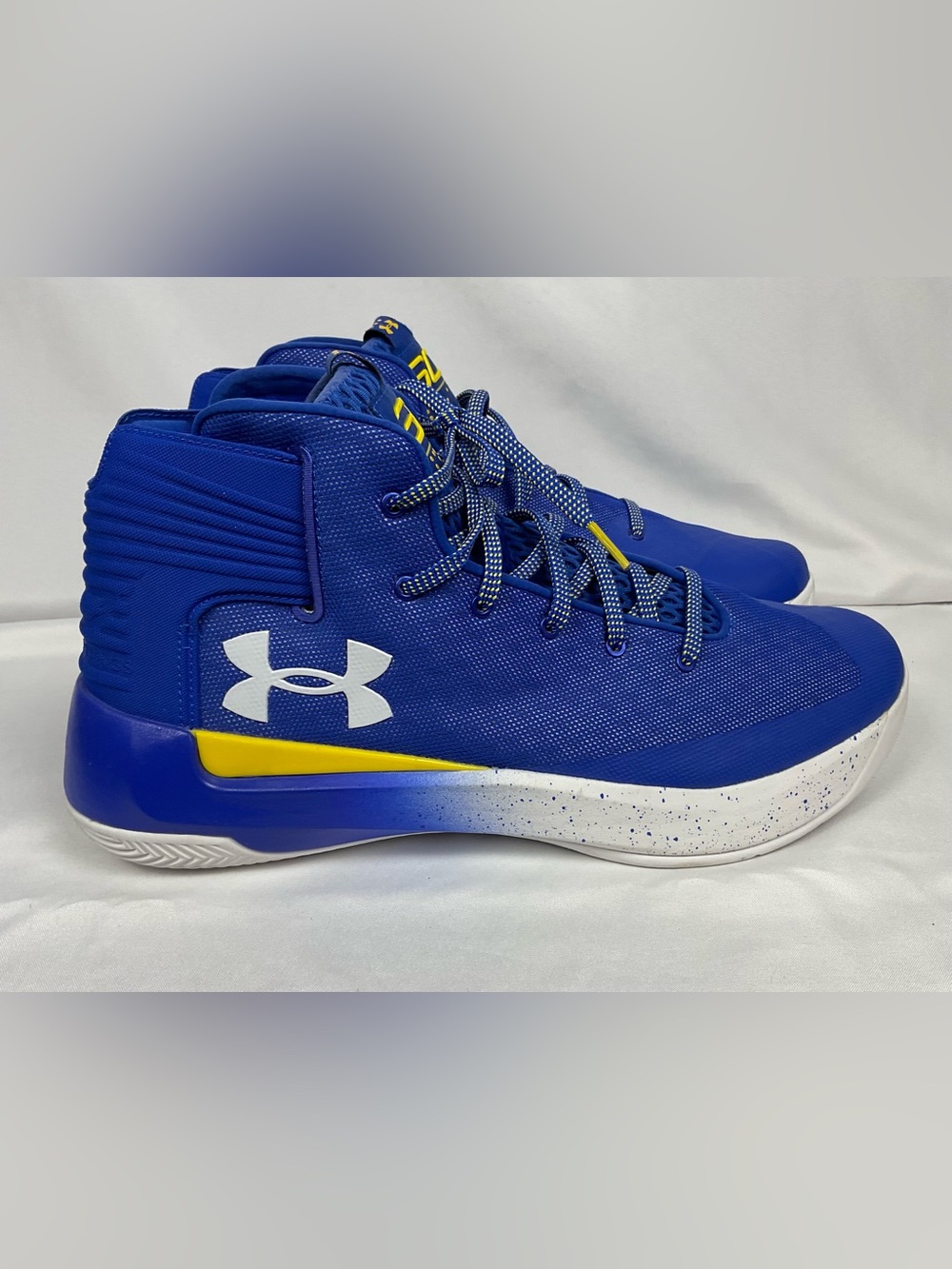 Under Armour Curry 3Zer0 Basketball Shoes Warriors Blue Yellow High Top Sz 13